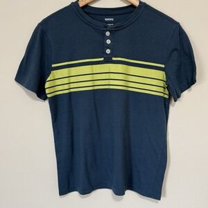 Sonoma Goods for Life Boys M Husky Supersoft Henley Blue Striped Short Sleeve